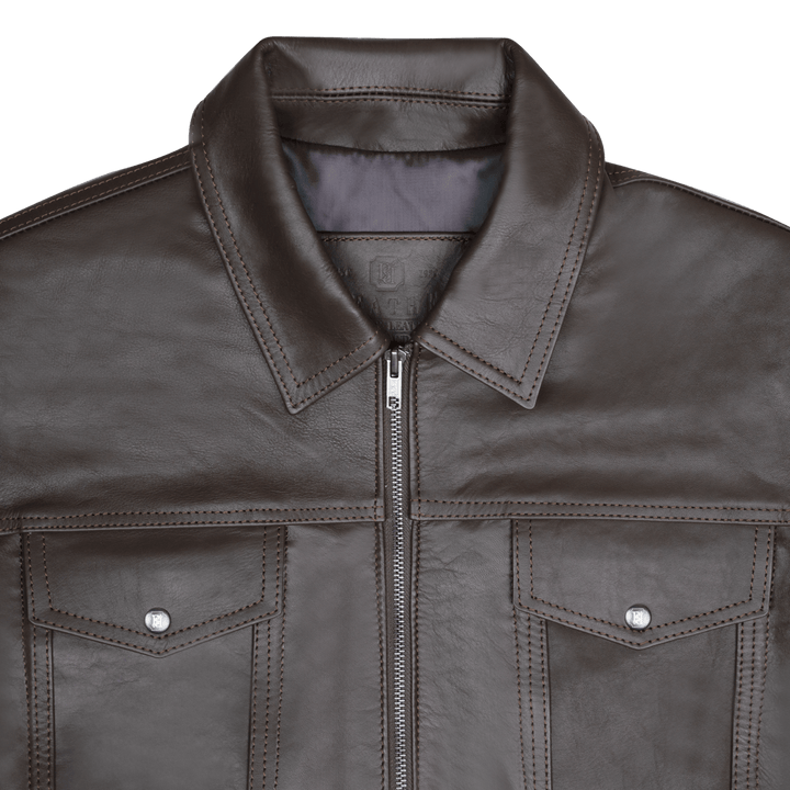 Brixton: Jacket Homme - Cuir Marron - Bleather Maroc