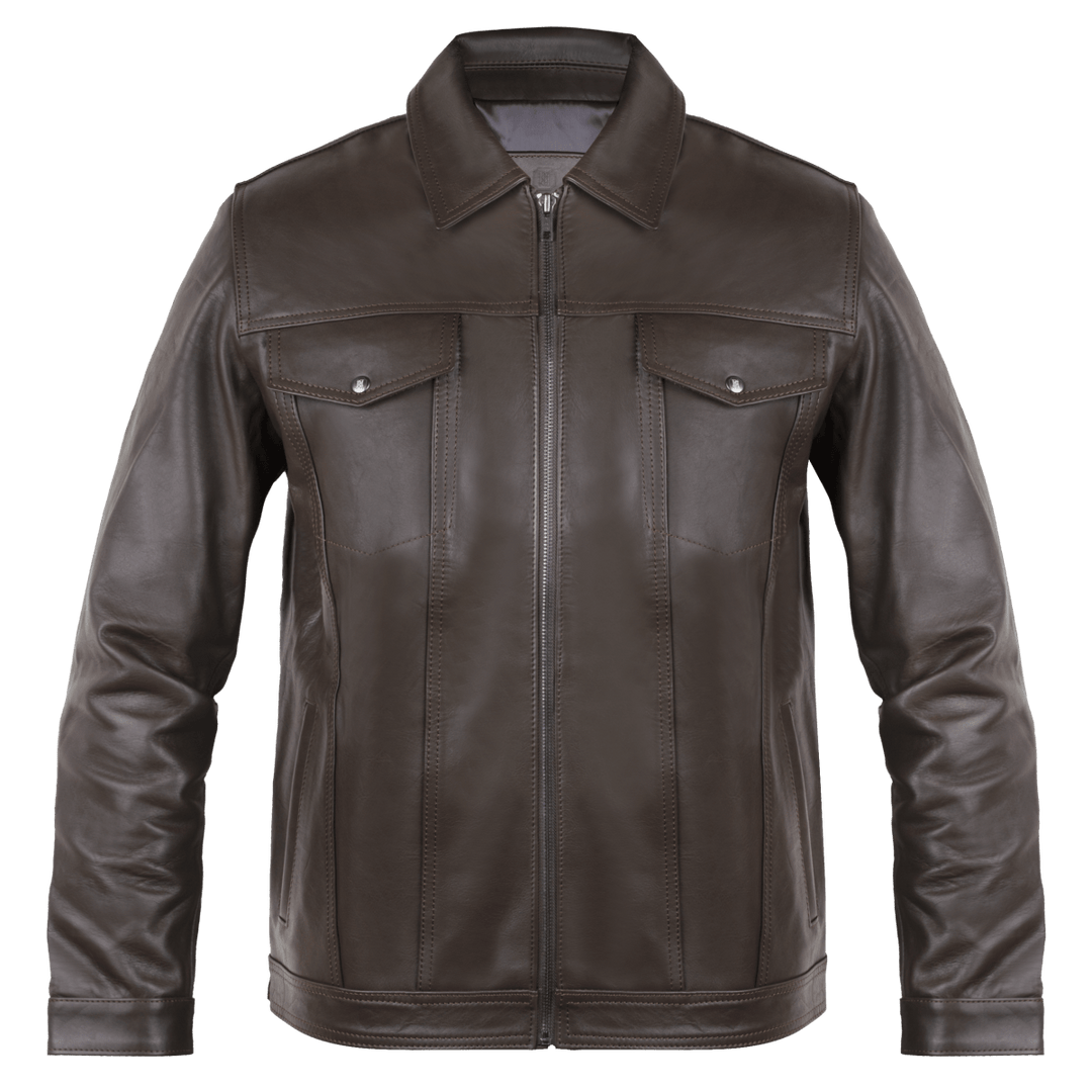 Brixton: Jacket Homme - Cuir Marron - Bleather Maroc