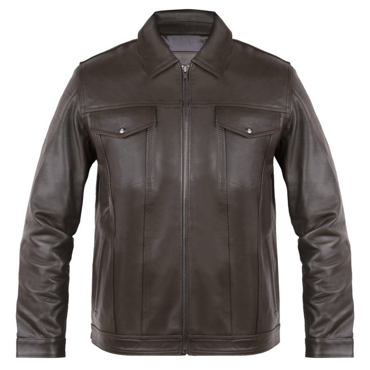 Brixton: Jacket Homme - Cuir Marron - Bleather Maroc