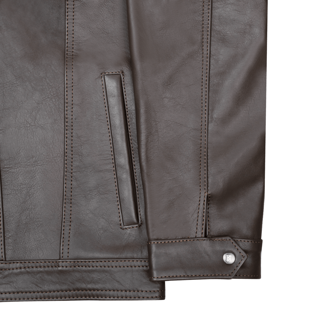 Brixton: Jacket Homme - Cuir Marron - Bleather Maroc