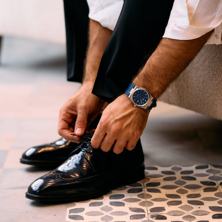 Brooks: Derby Homme - Cuir Bleu - Bleather Maroc