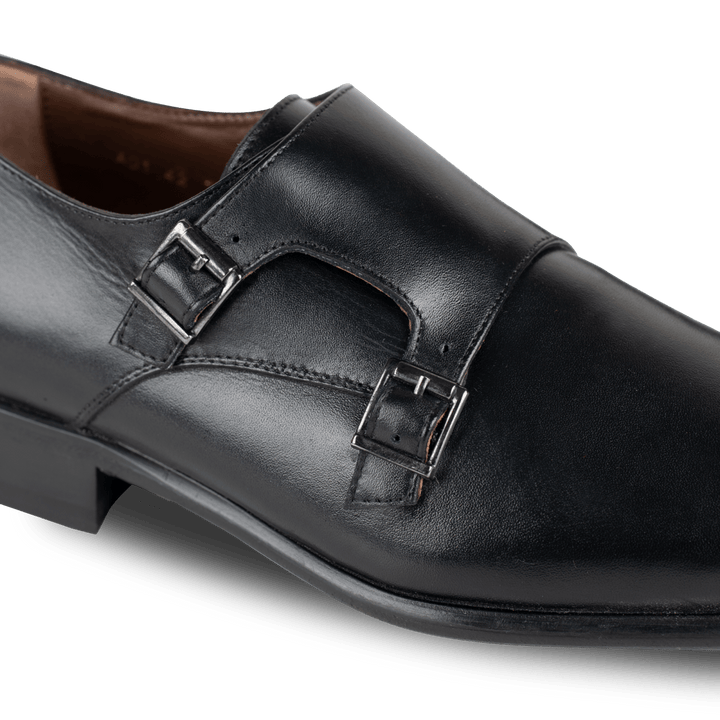 Budd: Chaussures à boucles - Cuir Noir - Bleather Maroc