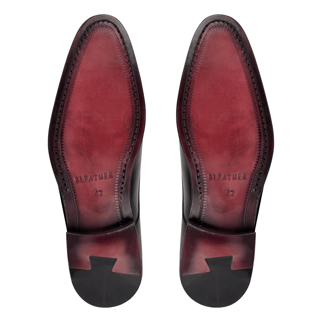 Budd: Chaussures à boucles - Cuir Noir - Bleather Maroc