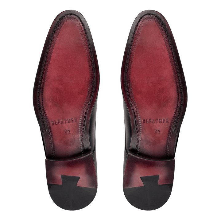 Budd: Chaussures à boucles - Cuir Noir - Bleather Maroc