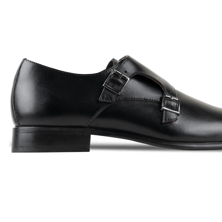 Budd: Chaussures à boucles - Cuir Noir - Bleather Maroc