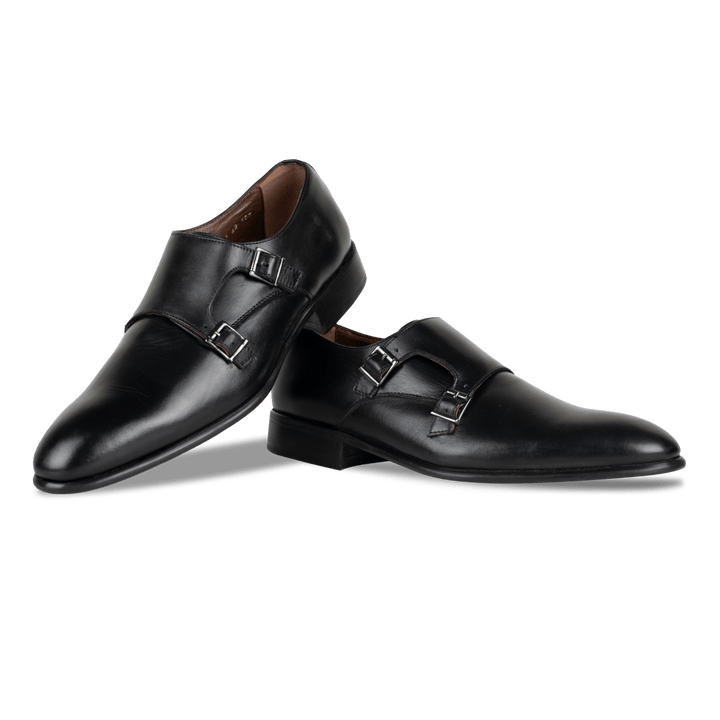 Budd: Chaussures à boucles - Cuir Noir - Bleather Maroc