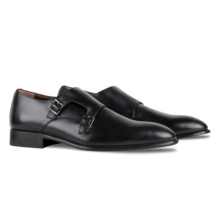 Budd: Chaussures à boucles - Cuir Noir - Bleather Maroc