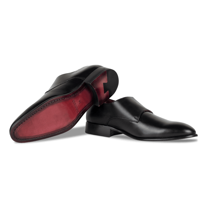 Budd: Chaussures à boucles - Cuir Noir - Bleather Maroc