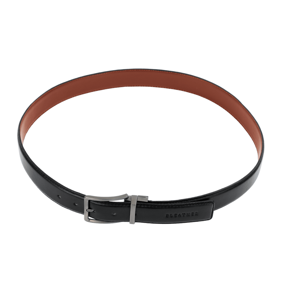 C80: Ceinture Homme - Cuir Noir/Marron - Bleather Maroc