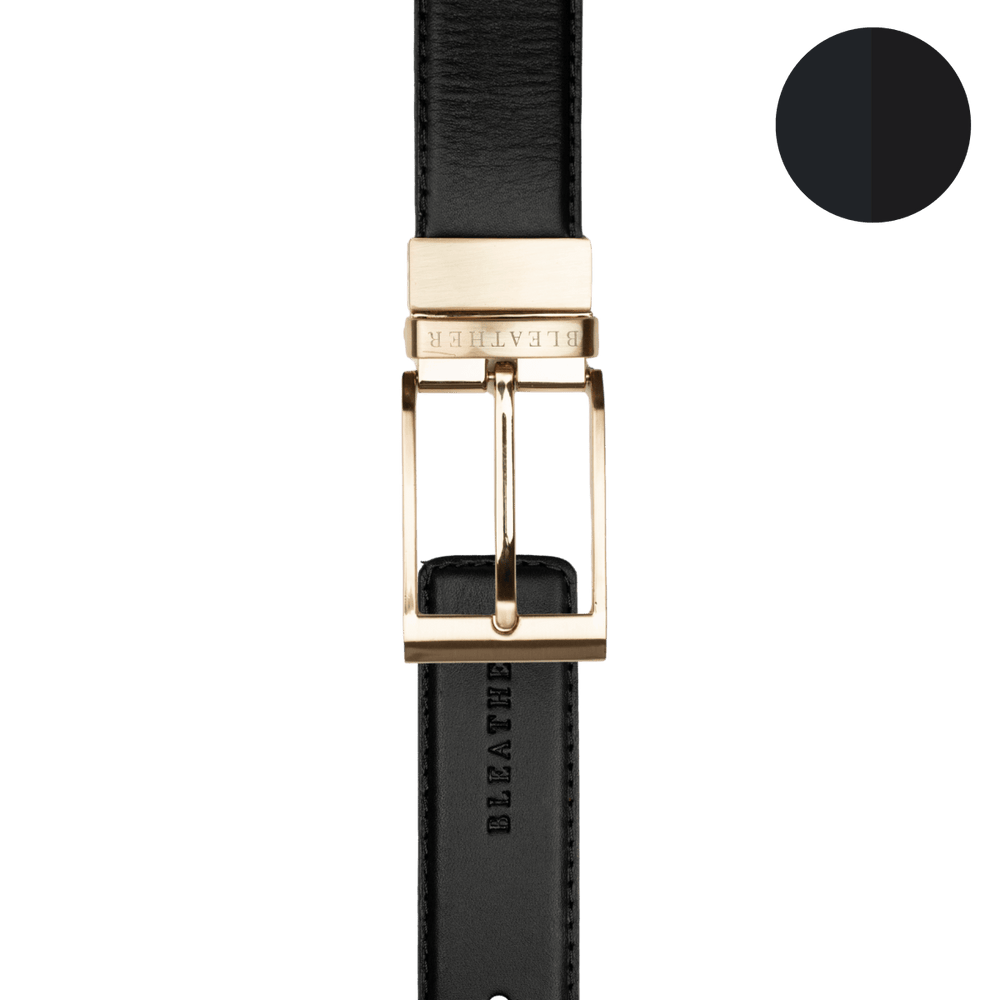 C90 - Ceinture Homme - Cuir - Gold (Noir/Bleu) - Bleather Maroc