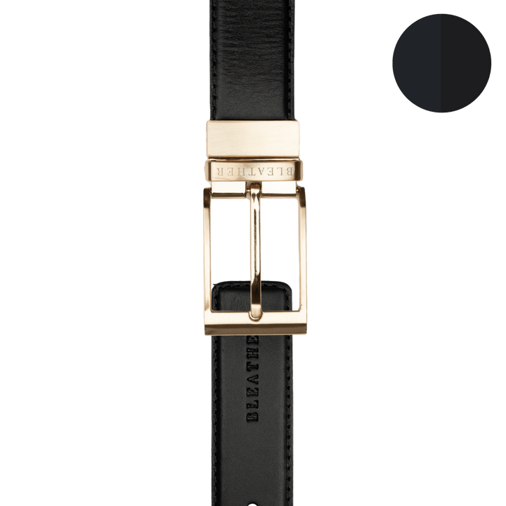 C90 - Ceinture Homme - Cuir - Gold (Noir/Bleu) - Bleather Maroc