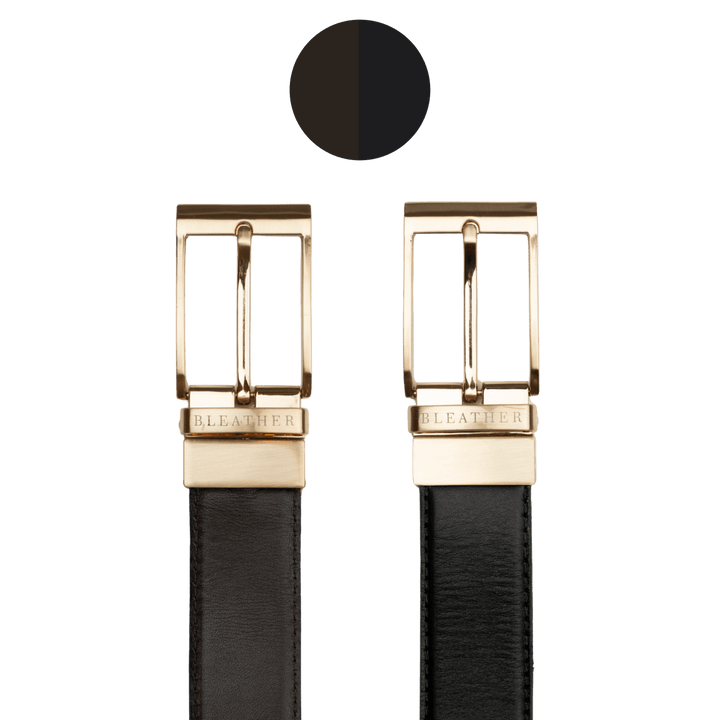 C90 - Ceinture Homme - Cuir Gold (Noir/Mr) - Bleather Maroc