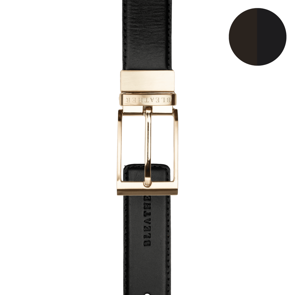 C90 - Ceinture Homme - Cuir Gold (Noir/Mr) - Bleather Maroc