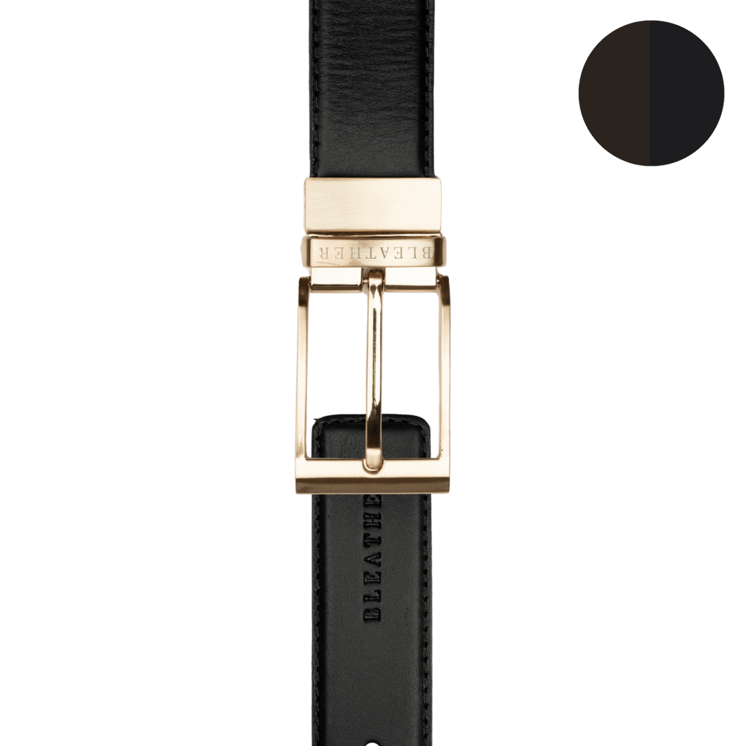 C90 - Ceinture Homme - Cuir Gold (Noir/Mr) - Bleather Maroc