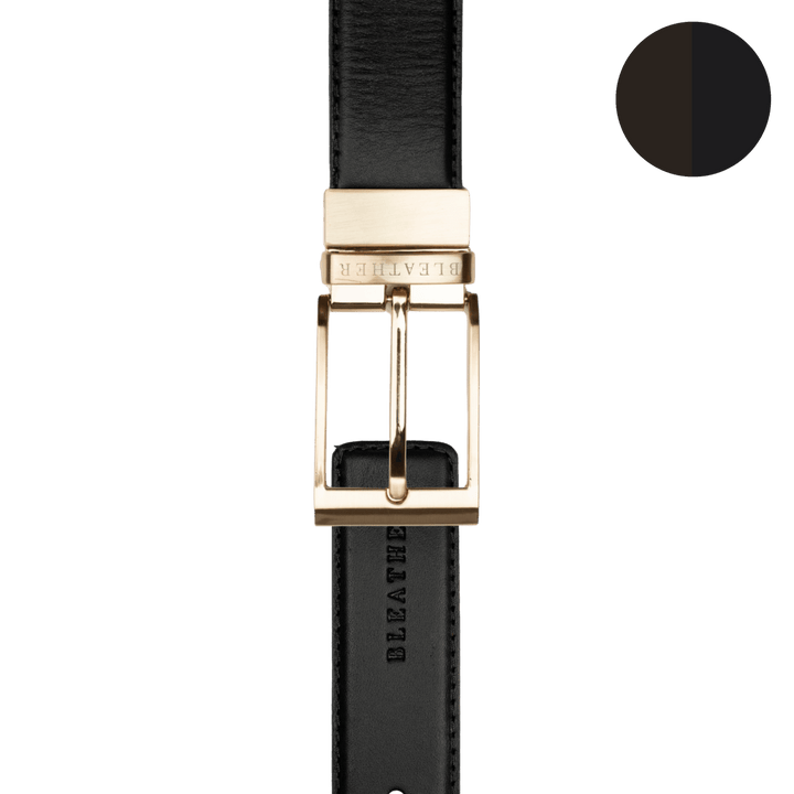 C90 - Ceinture Homme - Cuir Gold (Noir/Mr) - Bleather Maroc