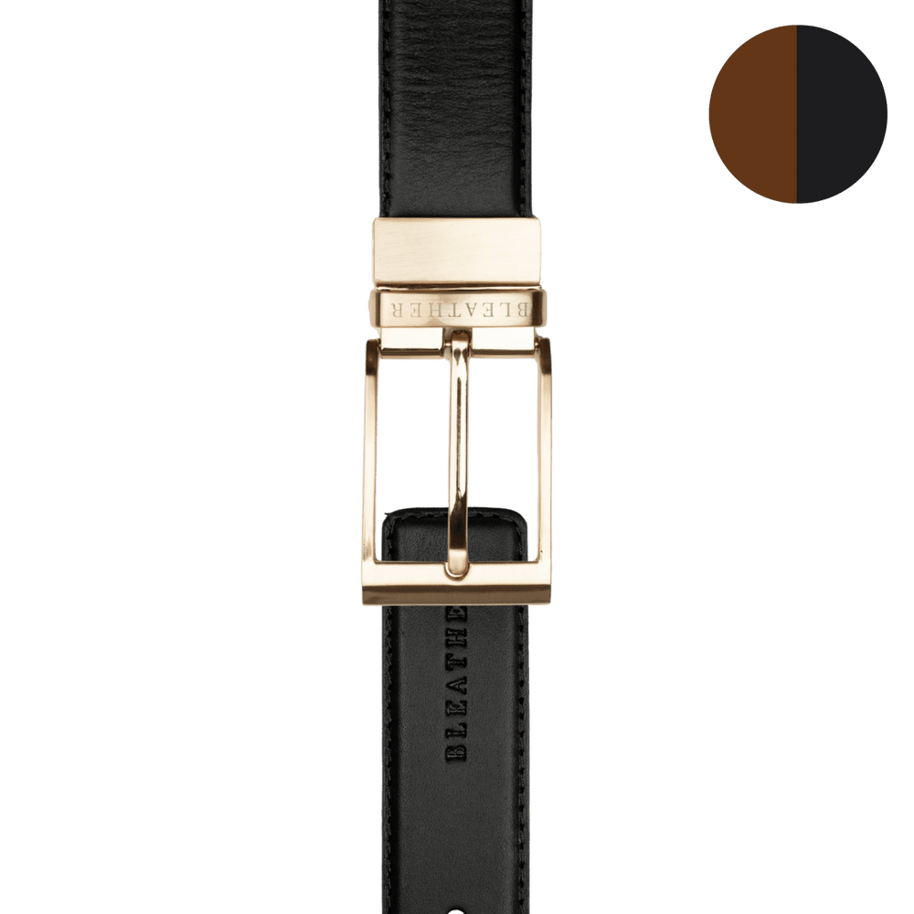 C90 - Ceinture Homme - Cuir - Gold (Noir/Tabac) - Bleather Maroc