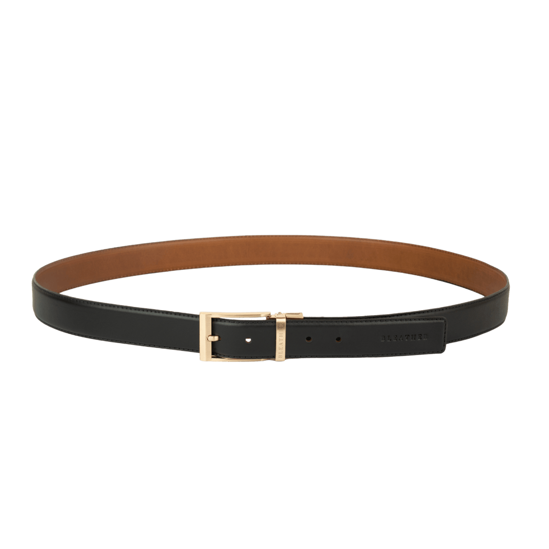 C90 - Ceinture Homme - Cuir - Gold (Noir/Tabac) - Bleather Maroc