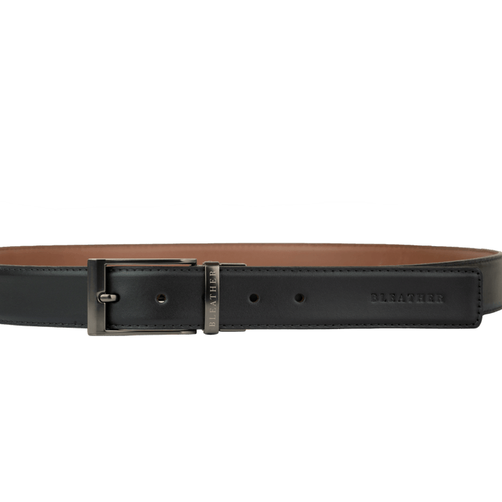 C90 - Ceinture Homme - Cuir Noir/Tabac - Bleather Maroc