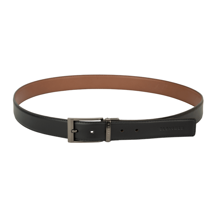 C90 - Ceinture Homme - Cuir Noir/Tabac - Bleather Maroc