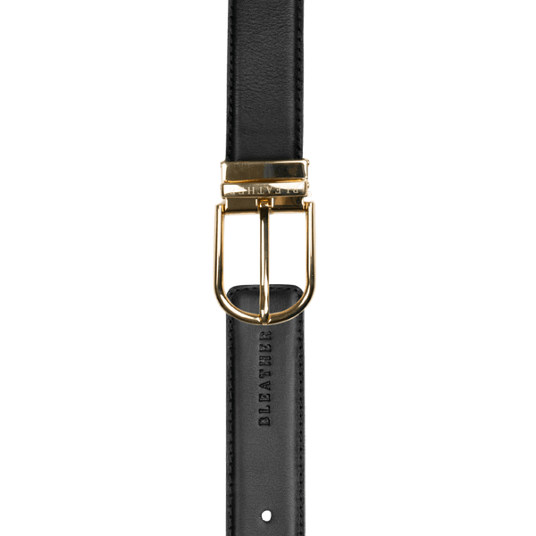 C91GL: Ceinture Homme - Cuir Noir - Boucle Dorée
