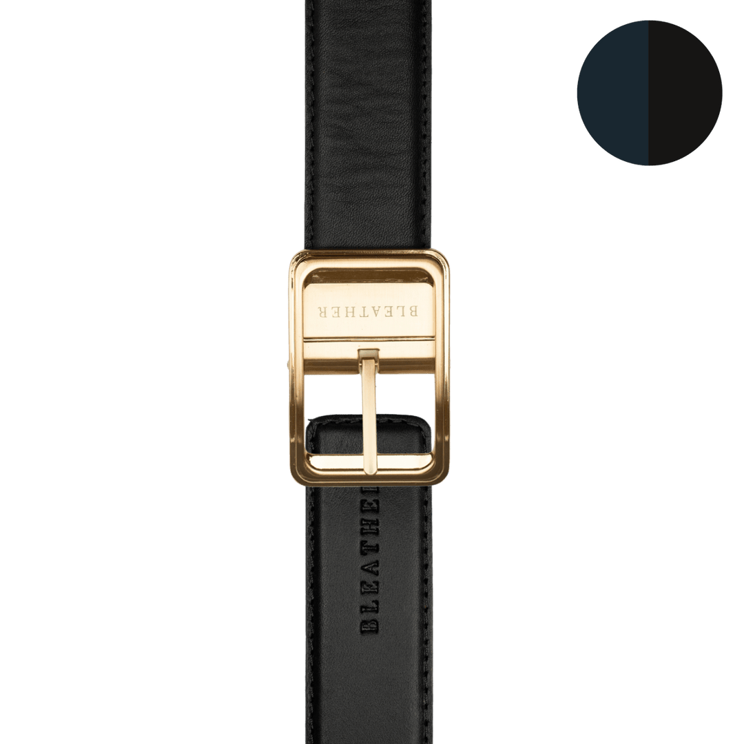 C92 - Ceinture Homme - Cuir - Gold (Noir/Bleu) - Bleather Maroc