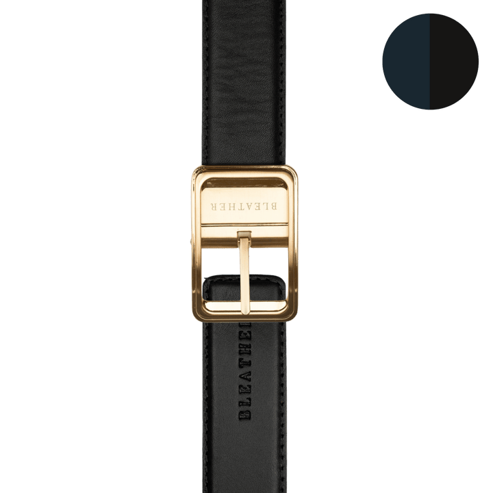 C92 - Ceinture Homme - Cuir - Gold (Noir/Bleu) - Bleather Maroc