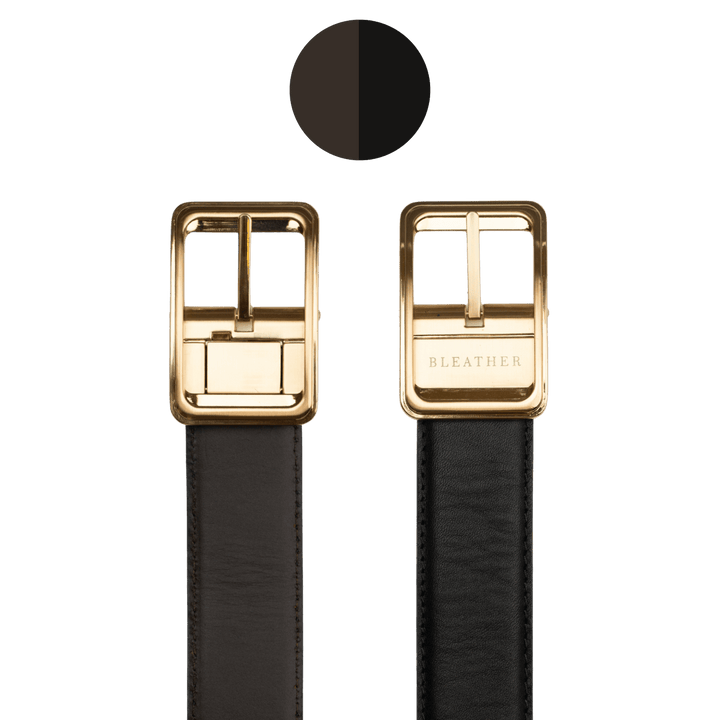 C92 - Ceinture Homme - Cuir Gold (Noir/Mr) - Bleather Maroc