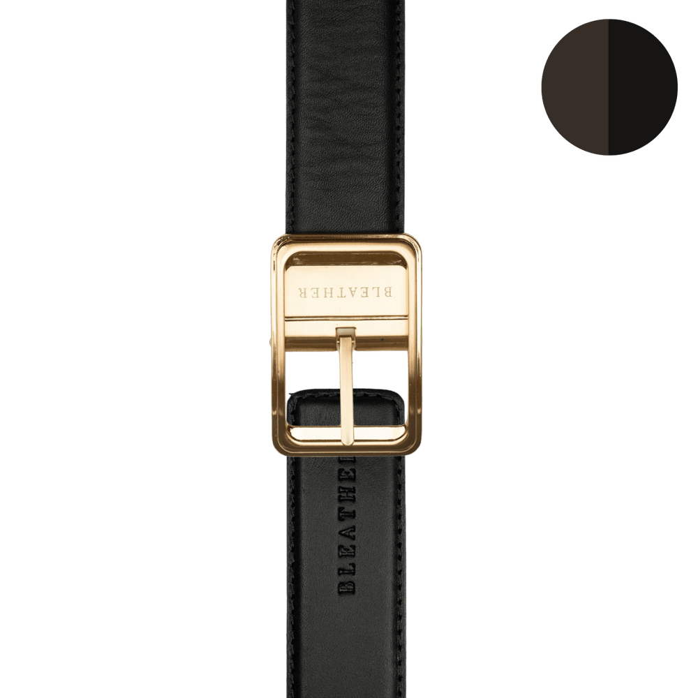 C92 - Ceinture Homme - Cuir Gold (Noir/Mr) - Bleather Maroc