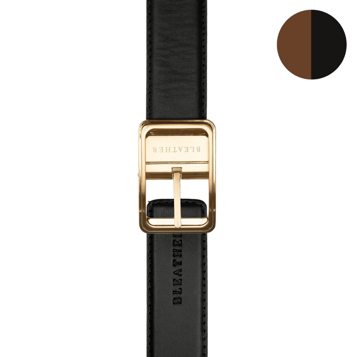 C92 - Ceinture Homme - Cuir - Gold (Noir/Tabac) - Bleather Maroc
