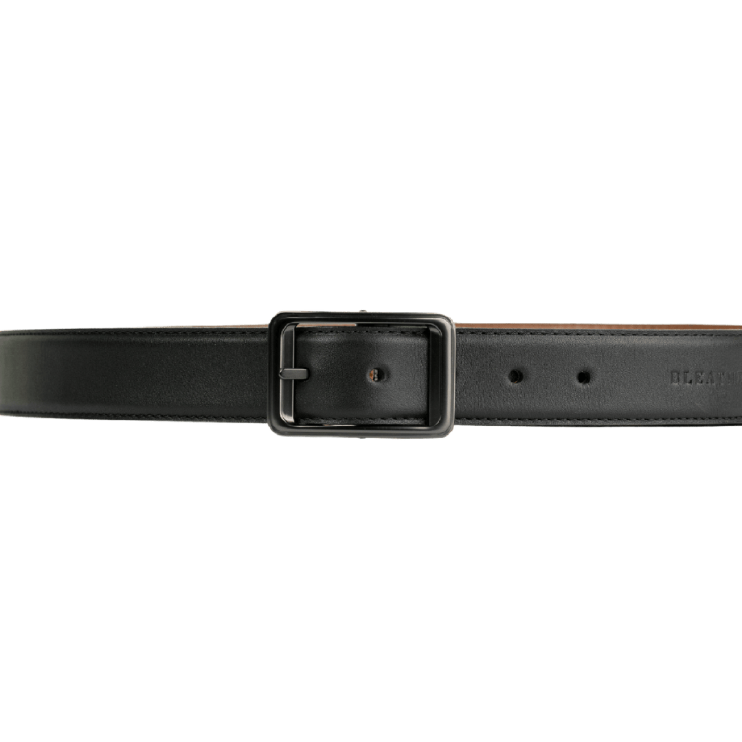 C92: Ceinture Homme - Cuir Noir/Bleu - Bleather Maroc