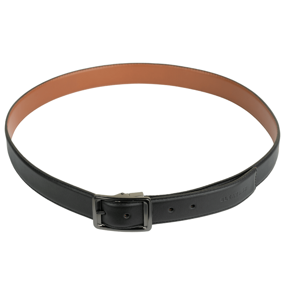 C92: Ceinture Homme - Cuir Noir/Cognac - Bleather Maroc