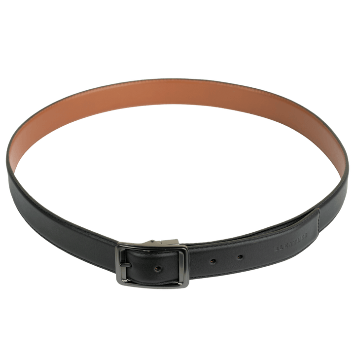 C92: Ceinture Homme - Cuir Noir/Cognac - Bleather Maroc