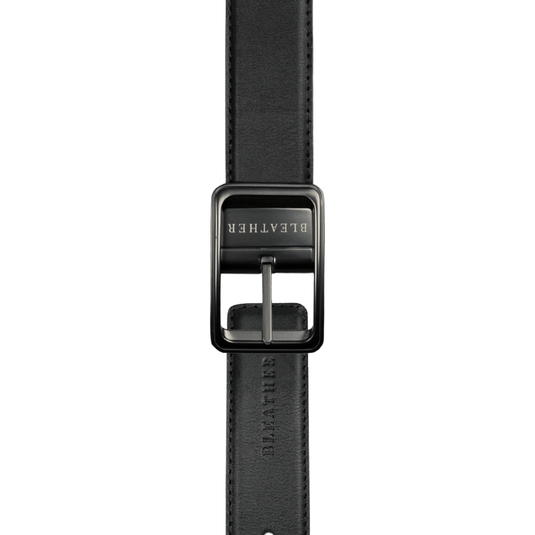 C92: Ceinture Homme - Cuir Noir/Cognac - Bleather Maroc