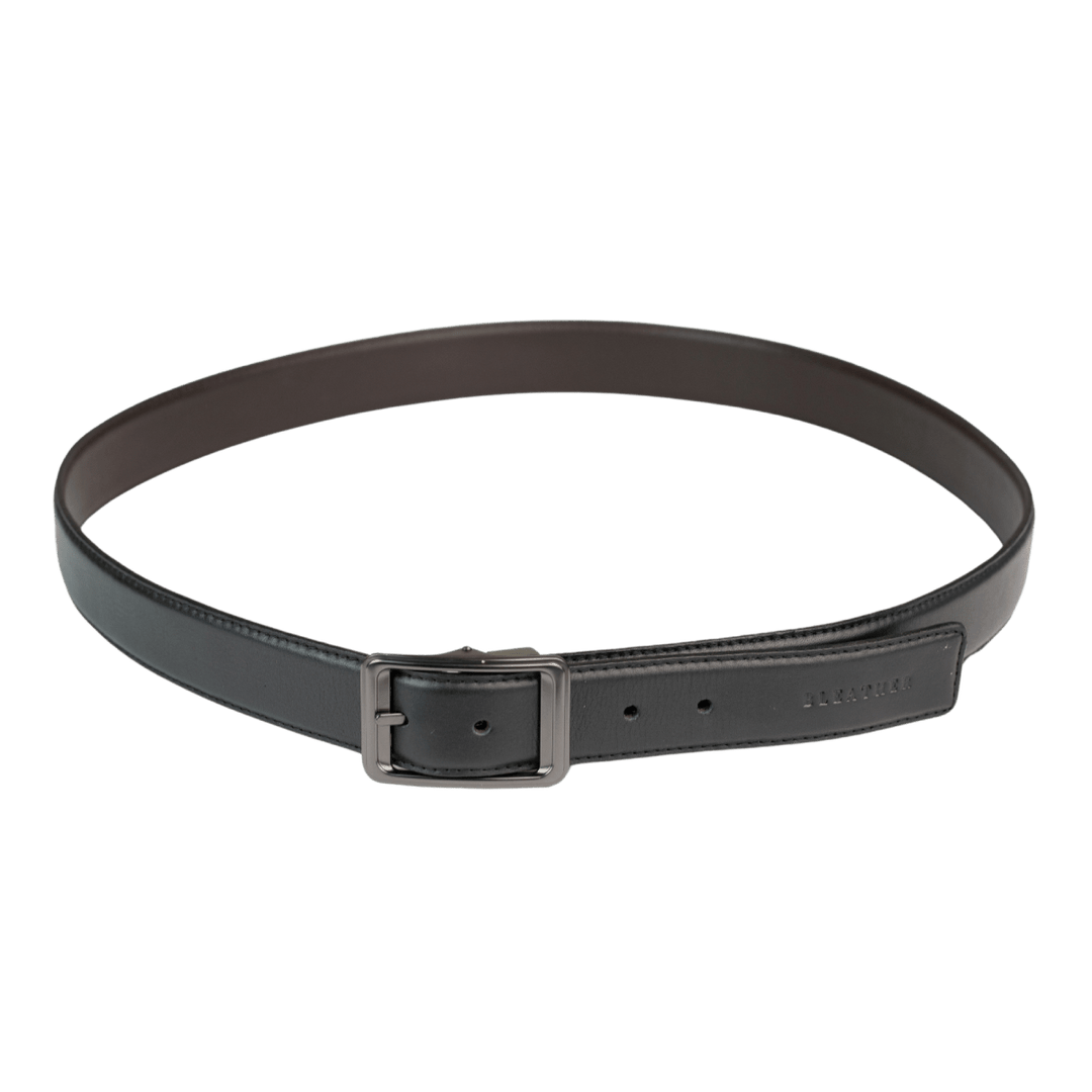 C92: Ceinture Homme - Cuir Noir/Marron chocolat - Bleather Maroc