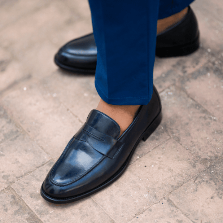 Carling: Mocassin Homme - Cuir Bleu nuit - Bleather Maroc