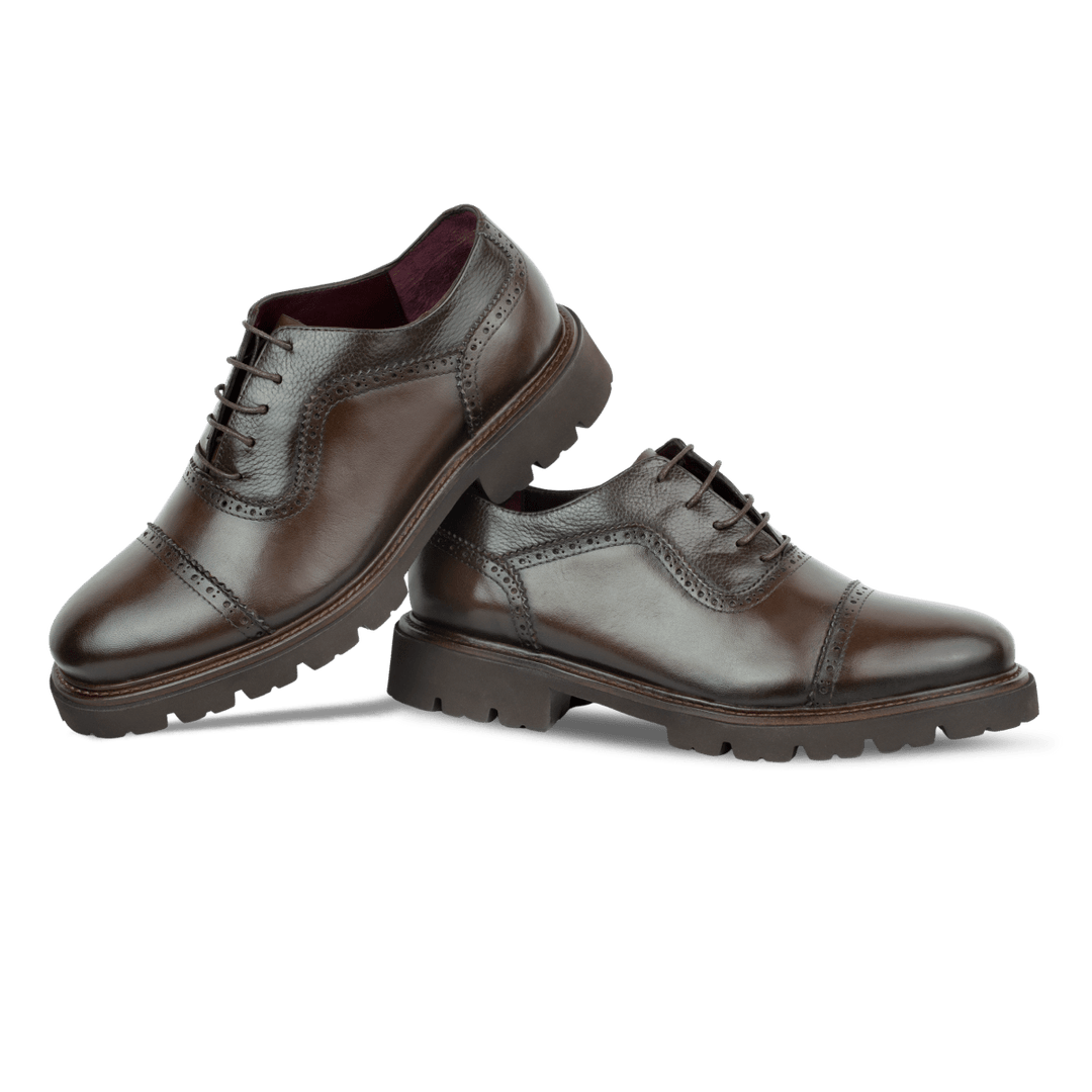 Carlton: Derby Homme - Cuir Marron - Bleather Maroc