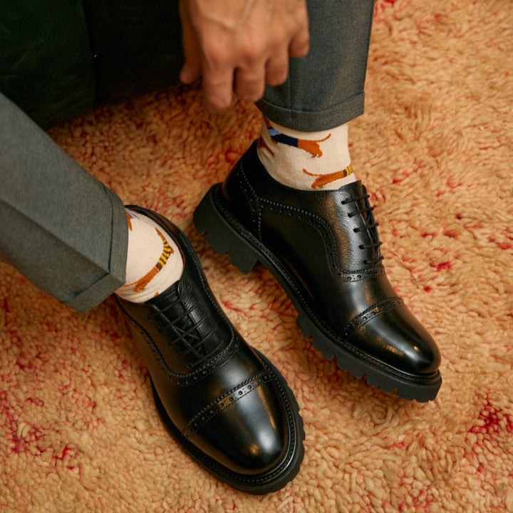 Carlton: Derby Homme - Cuir Noir - Bleather Maroc