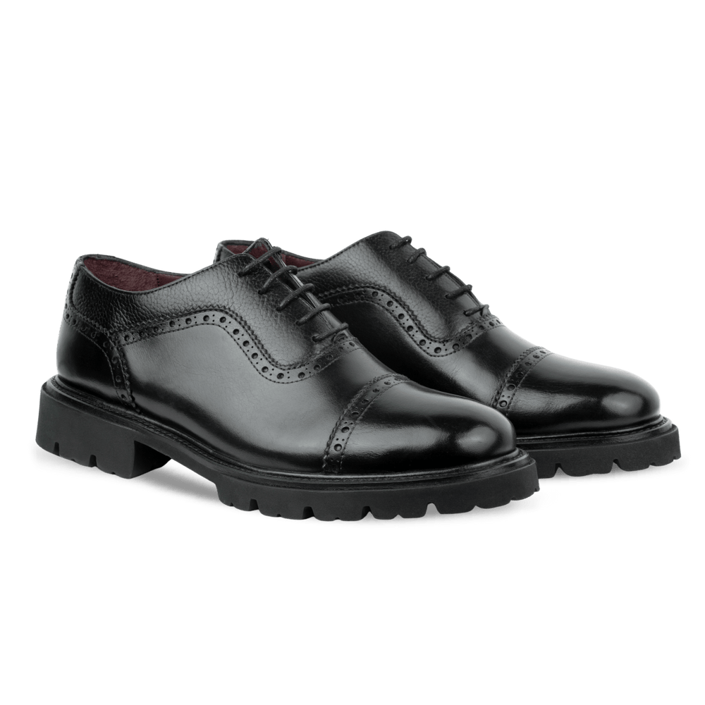 Carlton: Derby Homme - Cuir Noir - Bleather Maroc