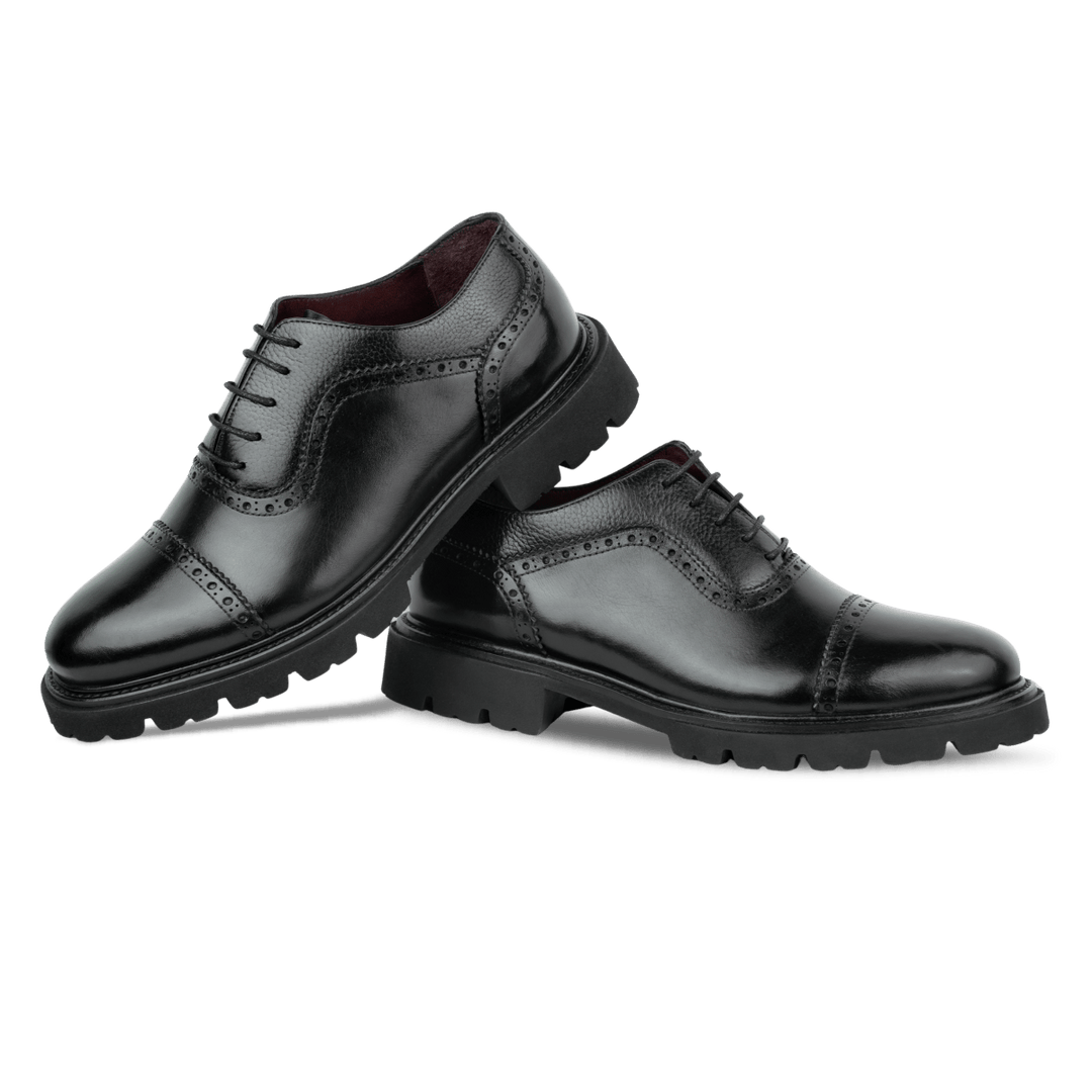 Carlton: Derby Homme - Cuir Noir - Bleather Maroc