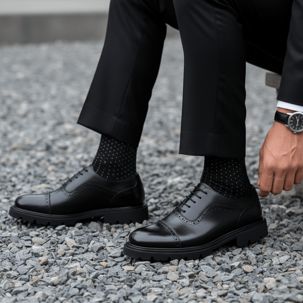 Carlton: Derby Homme - Cuir Noir - Bleather Maroc