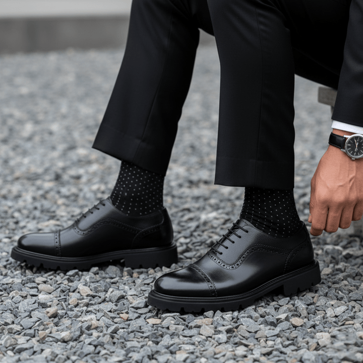 Carlton: Derby Homme - Cuir Noir - Bleather Maroc