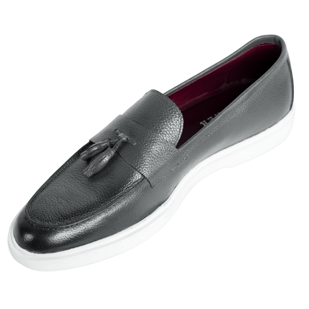 Carvo : Mocassin Homme - Cuir Gris - Bleather Maroc