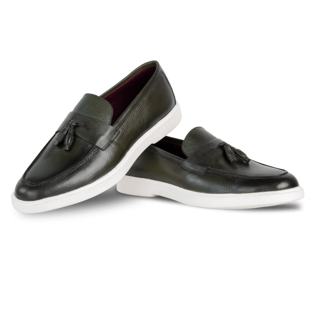 Carvo : Mocassin Homme - Cuir Vert - Bleather Maroc