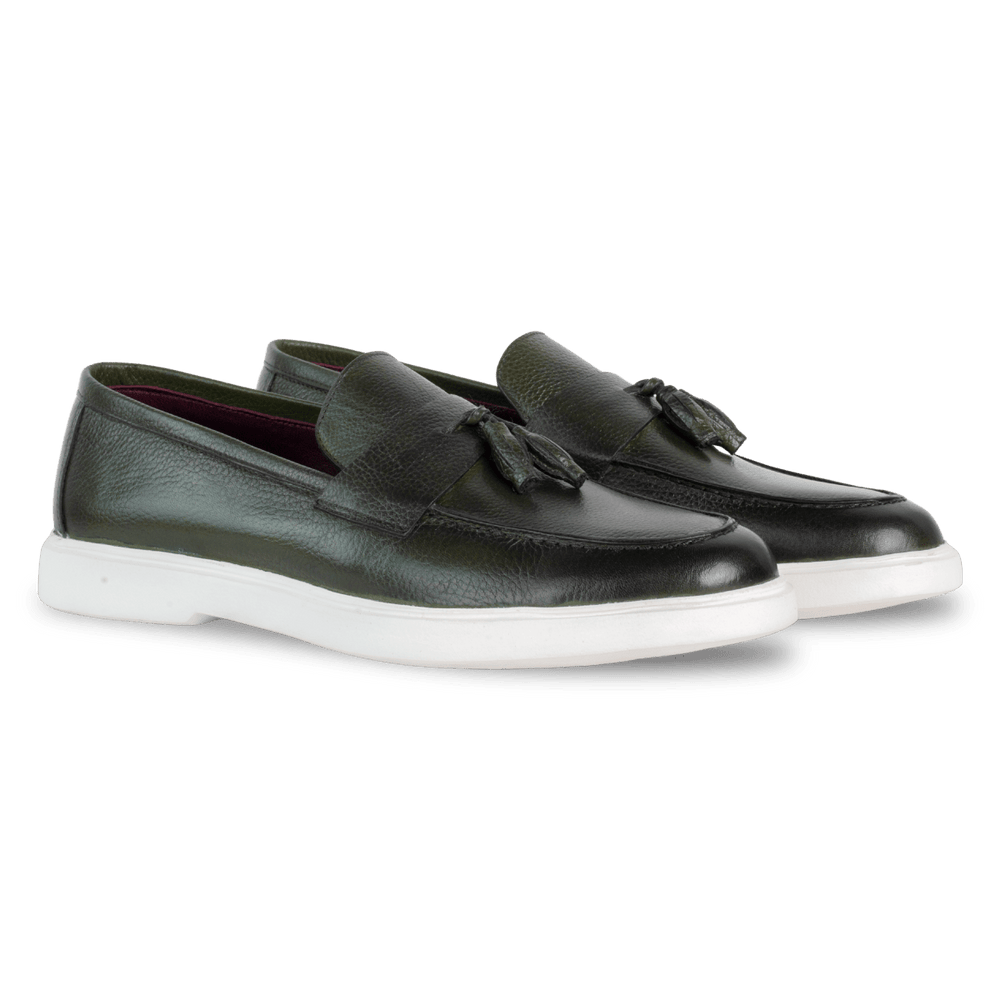 Carvo : Mocassin Homme - Cuir Vert - Bleather Maroc