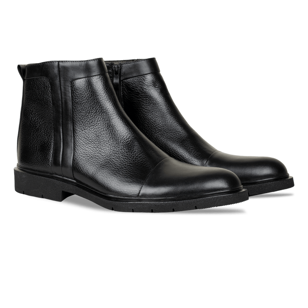 Castel: Demi Bottes Homme - Cuir Noir - Bleather Maroc