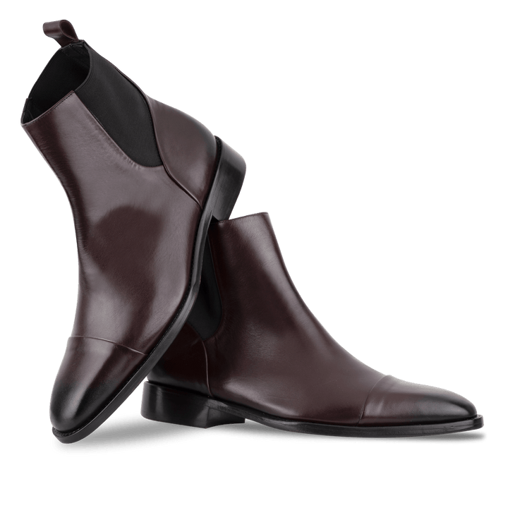 Cavan: Chelsea Boots Homme - Cuir Bordeaux - Bleather Maroc