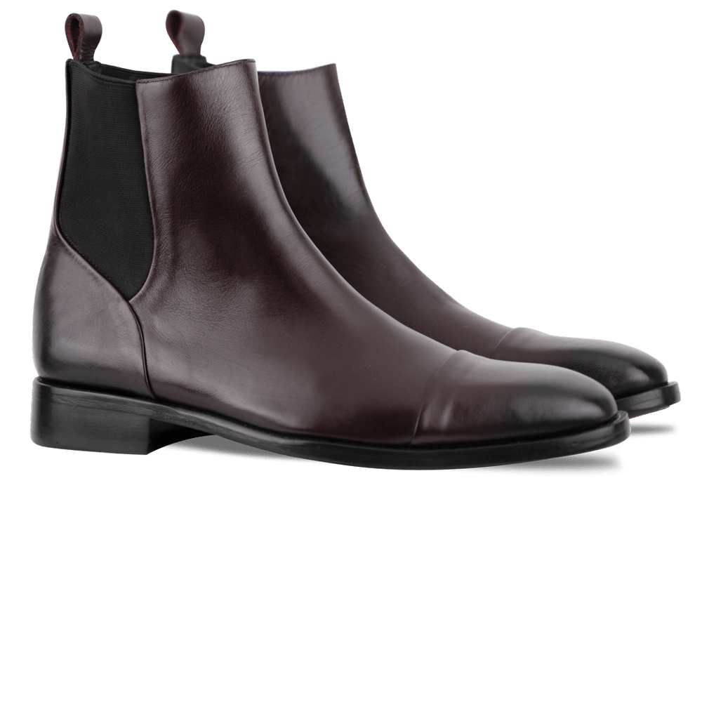 Cavan: Chelsea Boots Homme - Cuir Bordeaux - Bleather Maroc