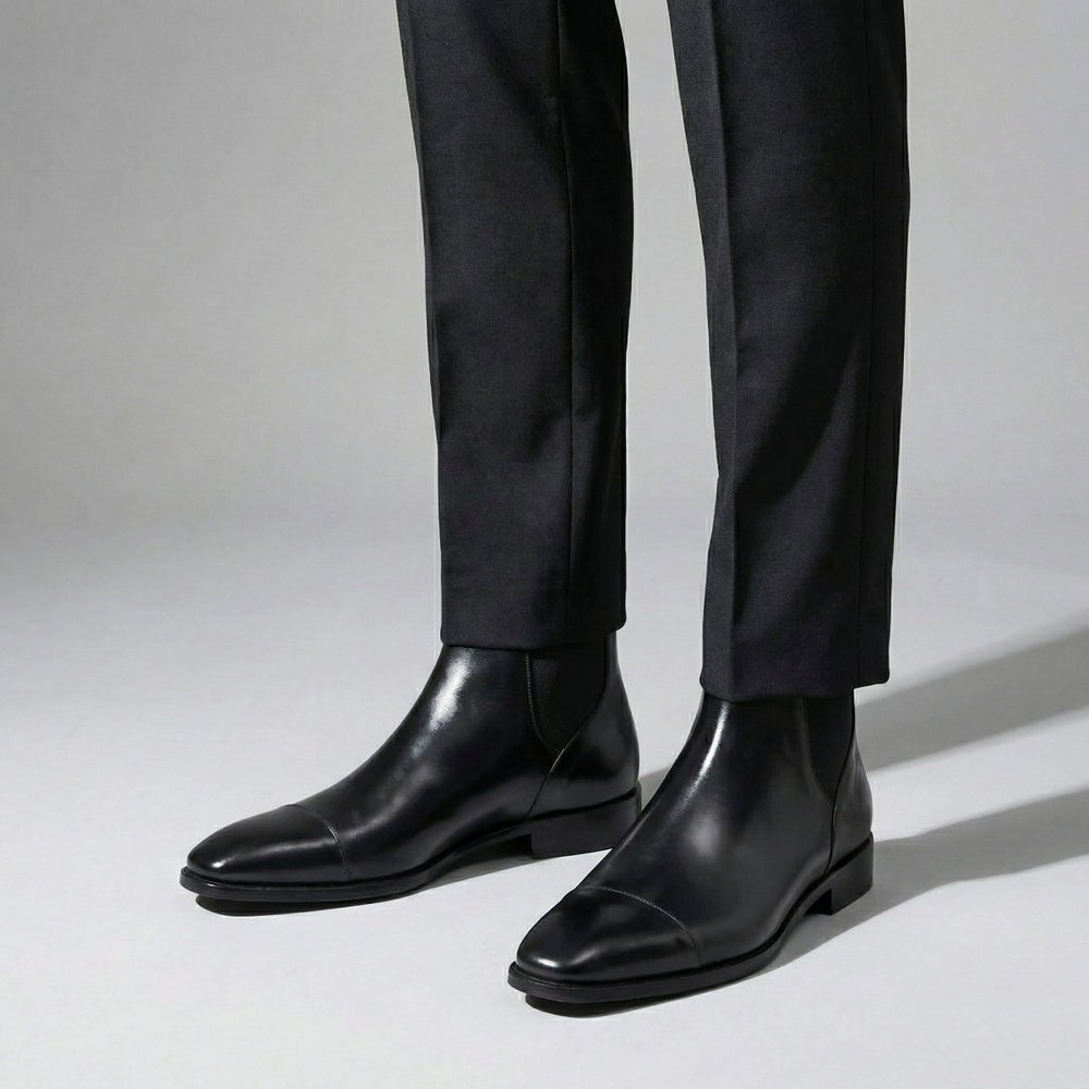 Cavan: Chelsea Boots Homme - Cuir Noir - Bleather Maroc