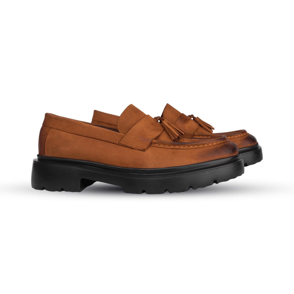 Cedric: Mocassin Homme - Daim Cognac - Bleather Maroc
