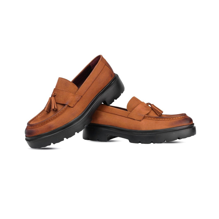Cedric: Mocassin Homme - Daim Cognac - Bleather Maroc